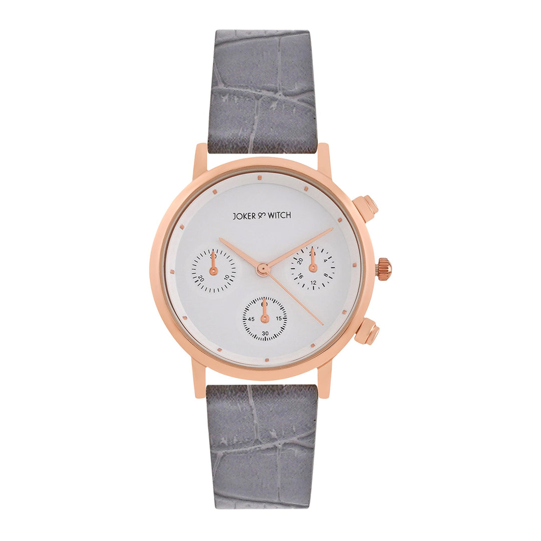 Boston White Medium Dial Grey Croc Strap Men's Watch