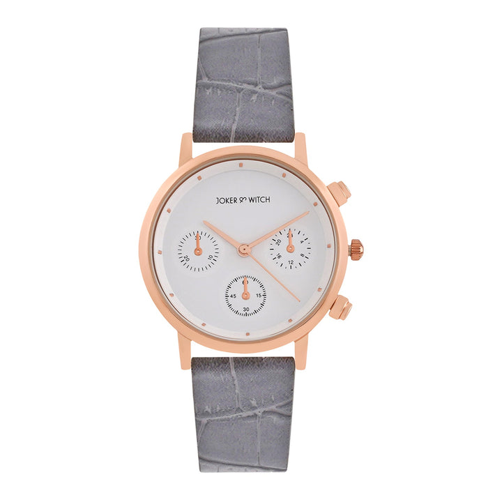 Boston White Medium Dial Grey Croc Strap Men's Watch