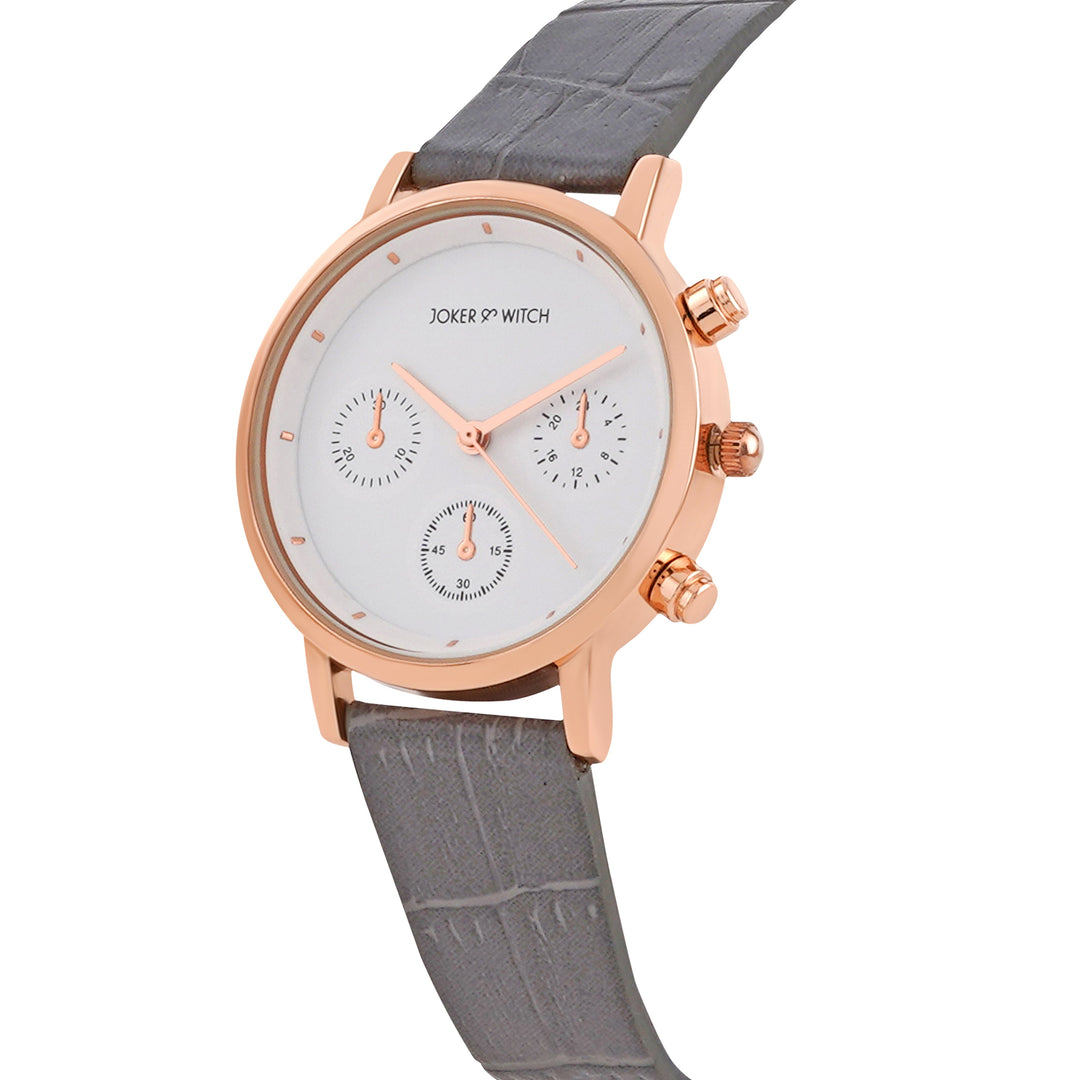 Boston White Medium Dial Grey Croc Strap Men's Watch