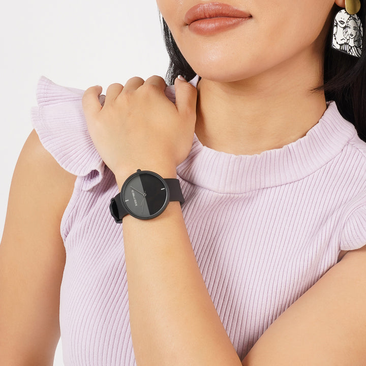 Duet Ecliptic Grey Large Dial Black Silicone Strap Unisex Watch
