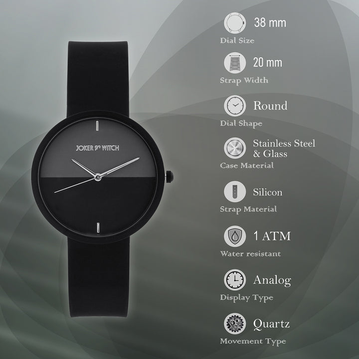 Duet Ecliptic Grey Large Dial Black Silicone Strap Unisex Watch