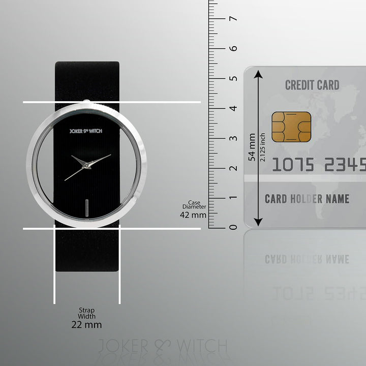 Futuristic Silver Black Large Dial PU Strap Women's Watch