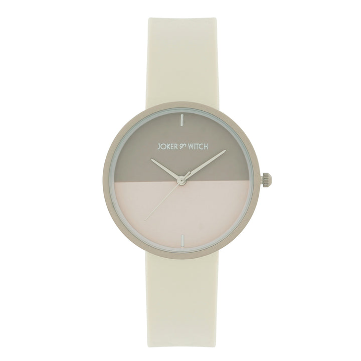 Duet Opalix Beige Large Dial Silicone Strap Unisex Watch