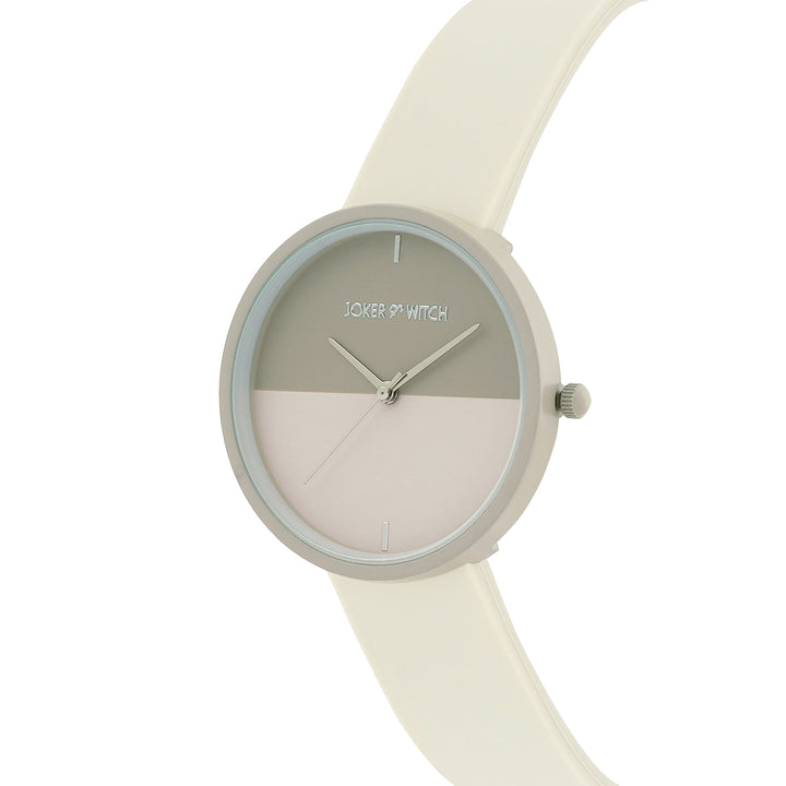 Duet Opalix Beige Large Dial Silicone Strap Unisex Watch