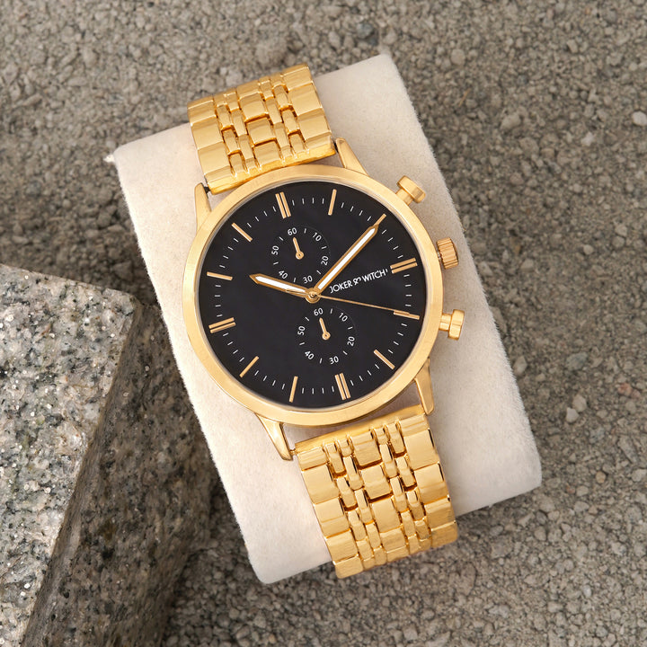 Niko Black Large Dial Gold Linked Chain Strap Men's Watch