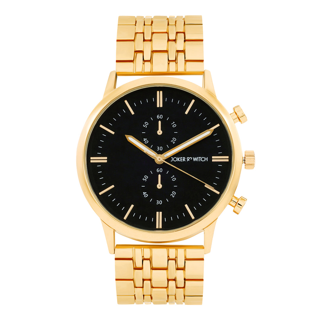 Niko Black Large Dial Gold Linked Chain Strap Men's Watch