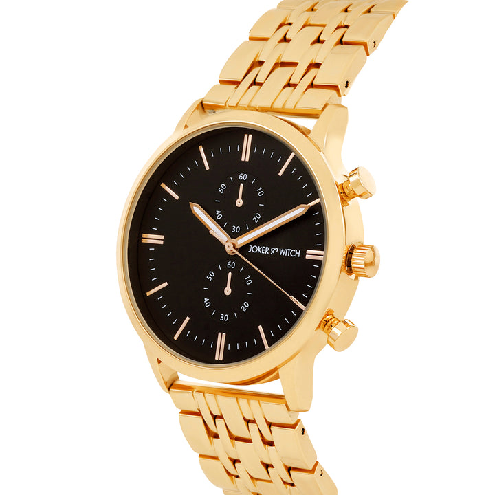 Niko Black Large Dial Gold Linked Chain Strap Men's Watch