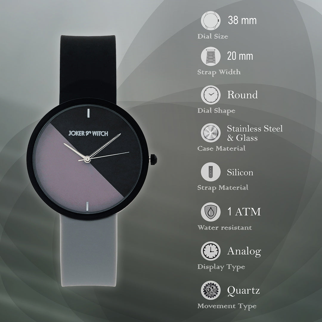 Duet Luminex Grey Large Dial Black Silicone Strap Unisex Watch