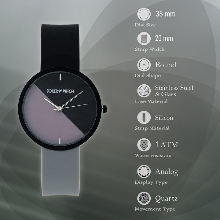 Duet Luminex Grey Large Dial Black Silicone Strap Unisex Watch