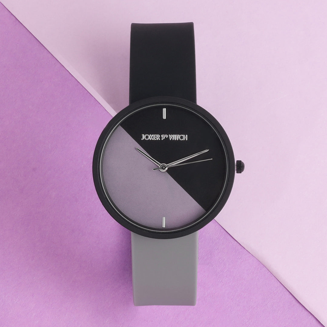 Duet Luminex Grey Large Dial Black Silicone Strap Unisex Watch