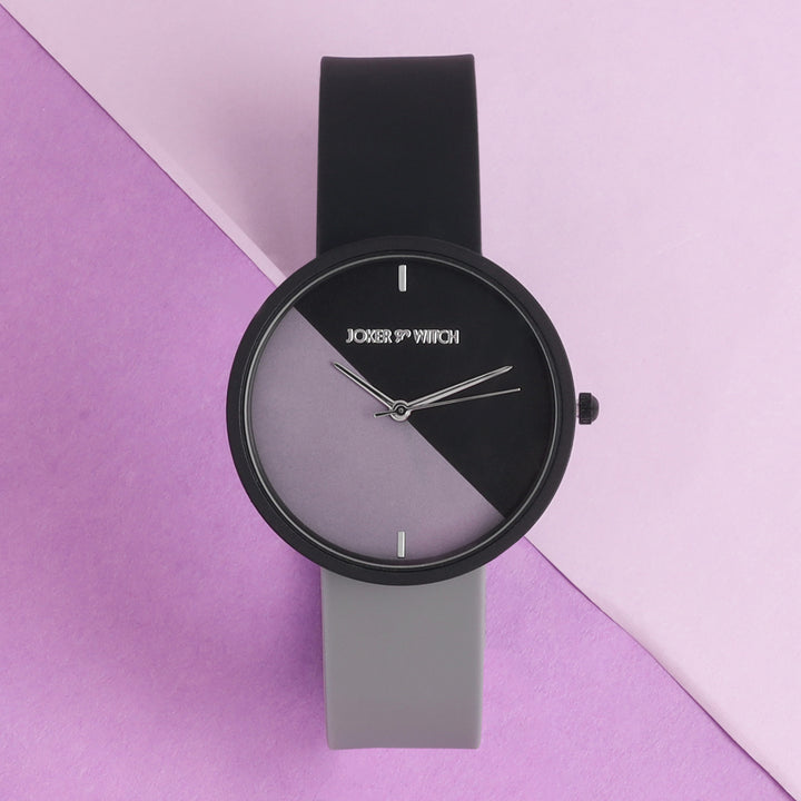 Duet Luminex Grey Large Dial Black Silicone Strap Unisex Watch