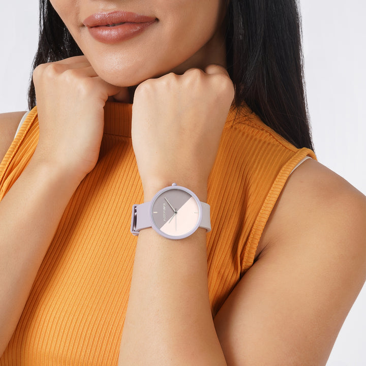 Duet Bloom Lavender Large Dial Silicone Strap Unisex Watch