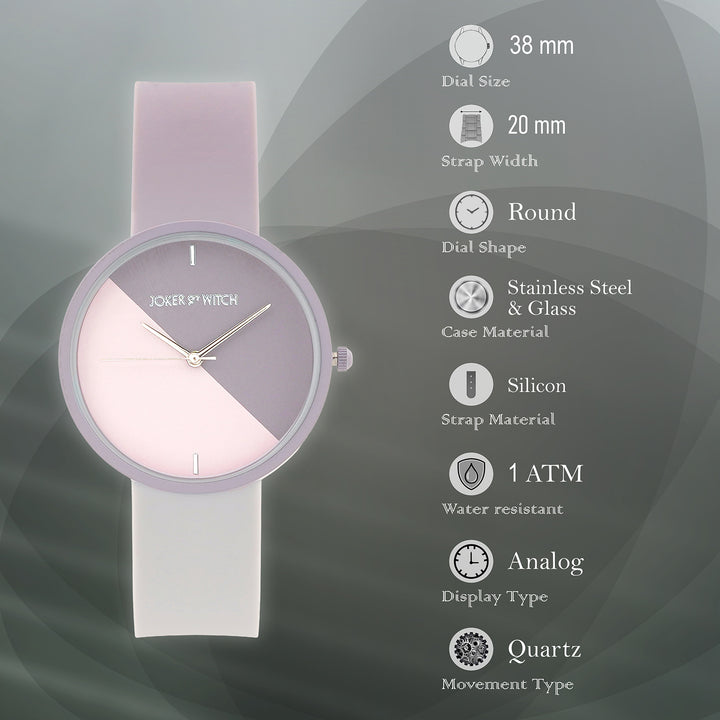 Duet Bloom Lavender Large Dial Silicone Strap Unisex Watch