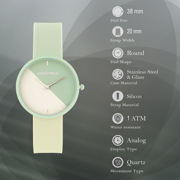 Duet Meadow Green Large Dial Silicone Strap Unisex Watch