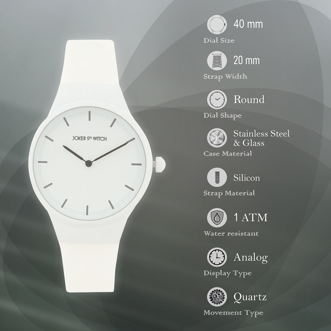 Riviera White Large Dial Silicone Strap Unisex Watch