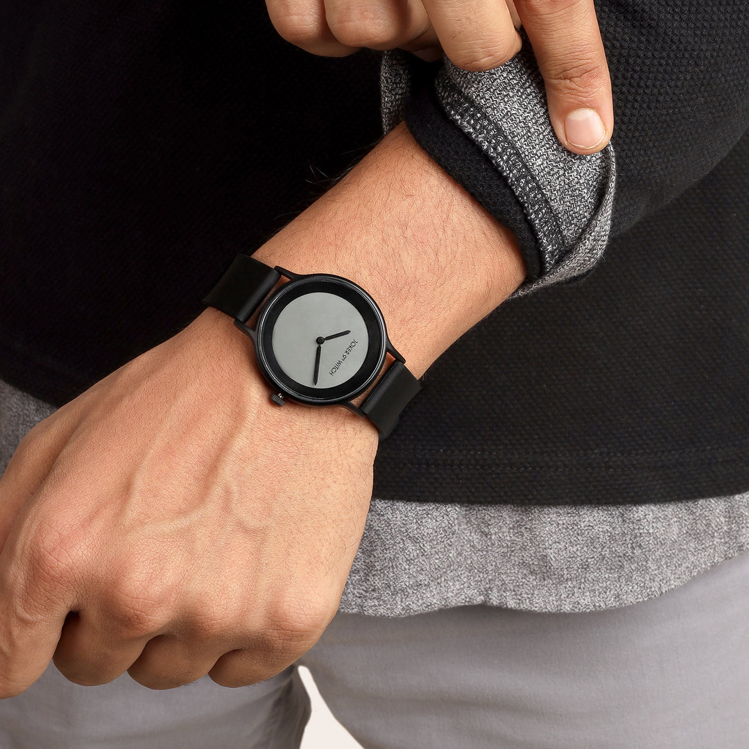 Alpine Black Large Dial Silicone Strap Unisex Watch