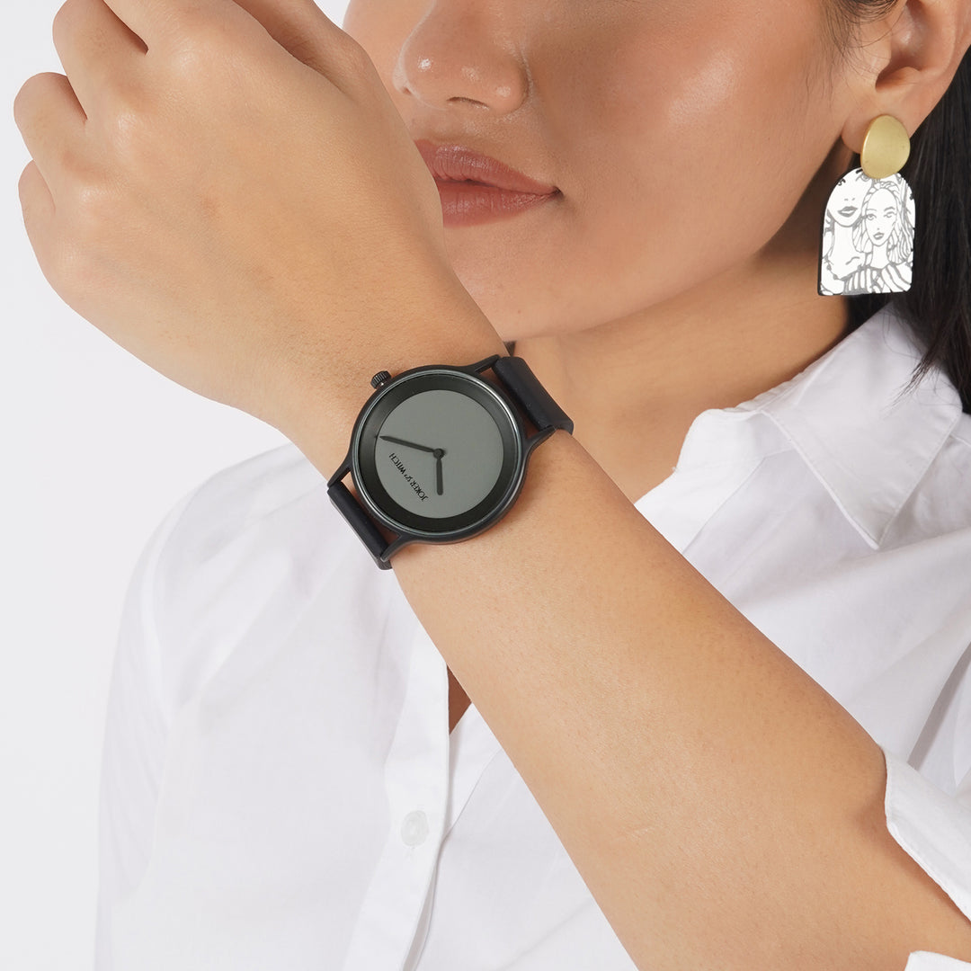 Alpine Black Large Dial Silicone Strap Unisex Watch