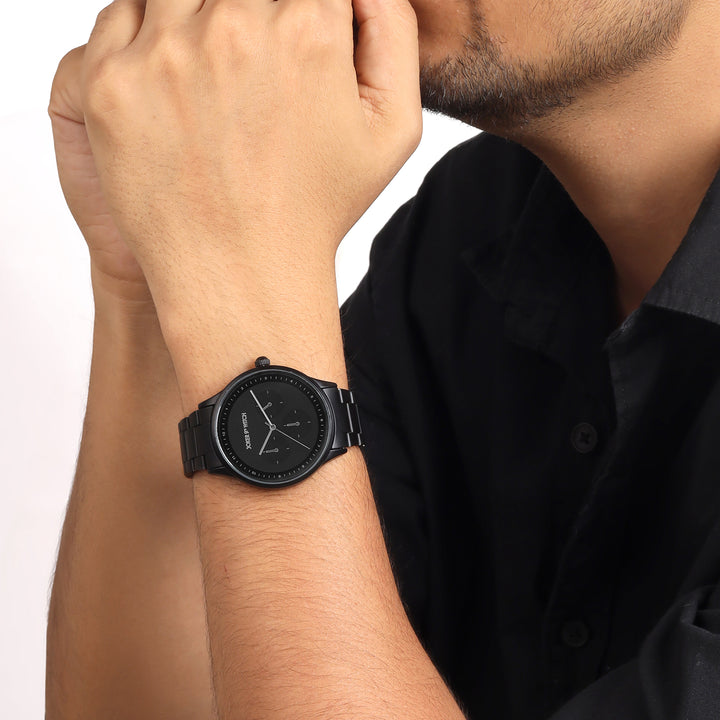 Nexus Black Large Dial Linked Chain Strap Men's Watch