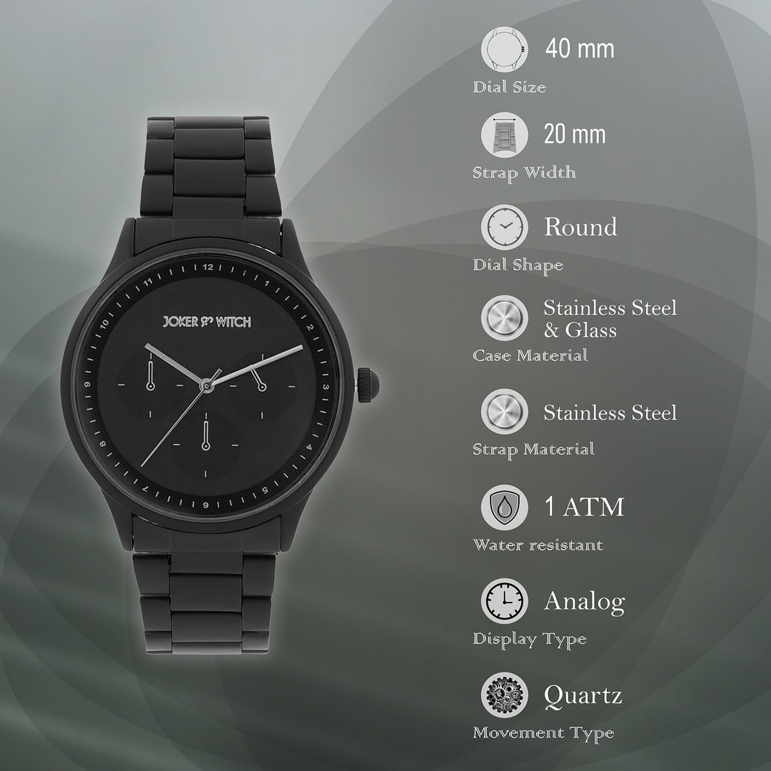 Nexus Black Large Dial Linked Chain Strap Men's Watch