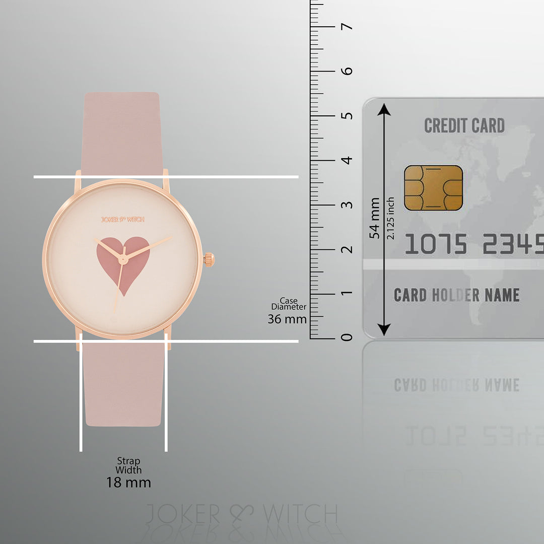 Printed Heartfelt Pink Medium Dial PU Strap Women's Watch