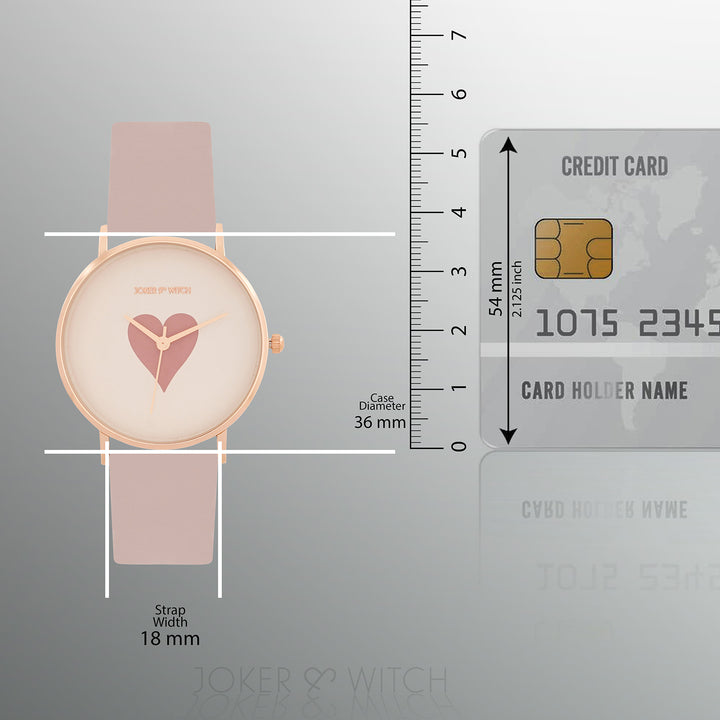 Printed Heartfelt Pink Medium Dial PU Strap Women's Watch