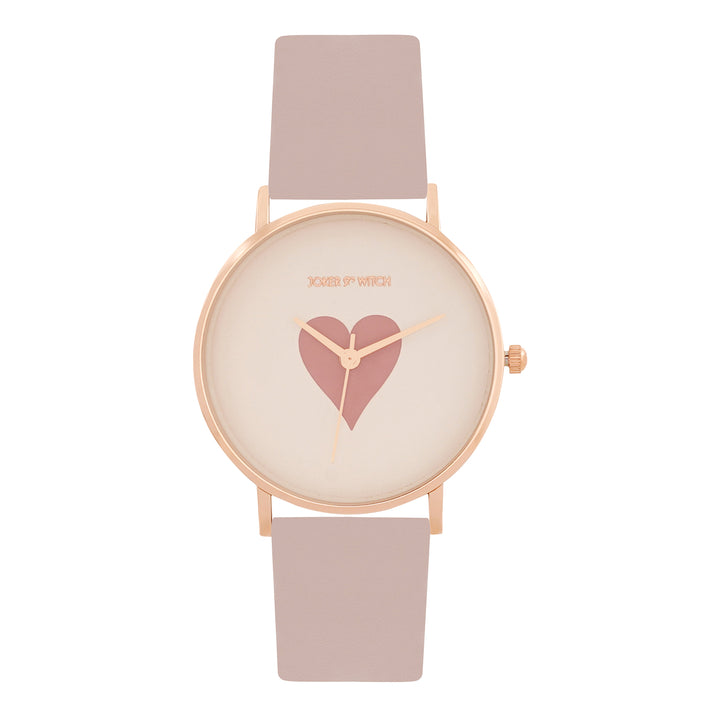 Printed Heartfelt Pink Medium Dial PU Strap Women's Watch