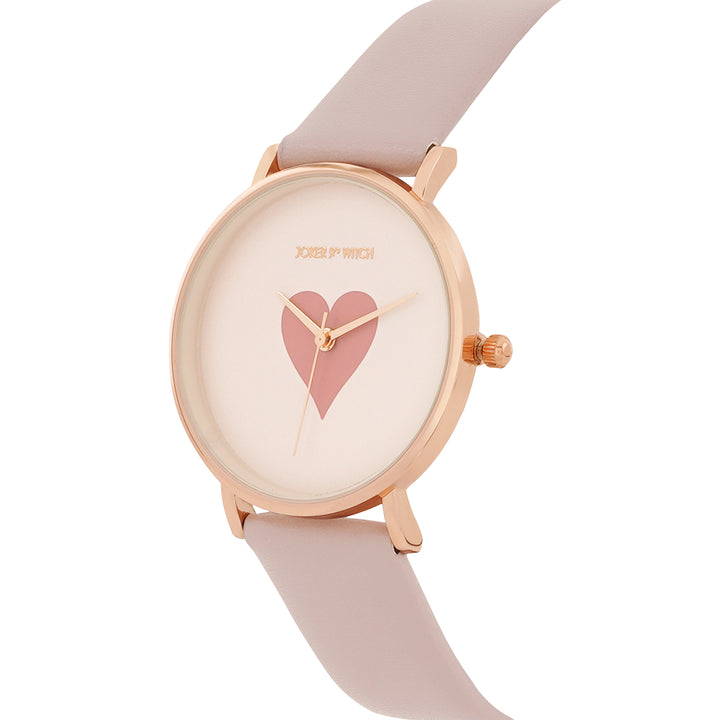 Printed Heartfelt Pink Medium Dial PU Strap Women's Watch
