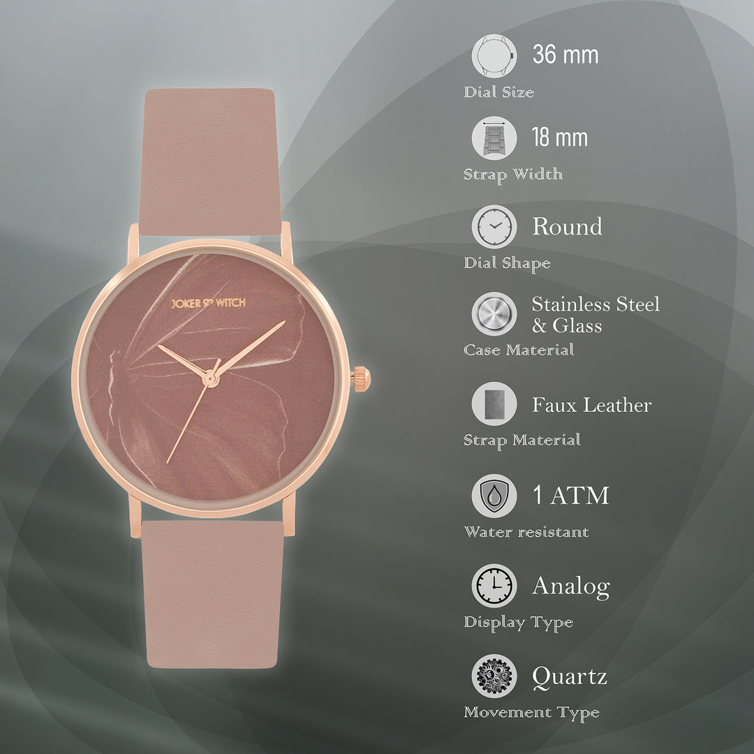 Printed Whimsy Mauve Medium Dial PU Strap Women's Watch