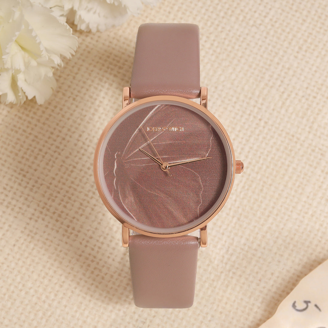 Printed Whimsy Mauve Medium Dial PU Strap Women's Watch