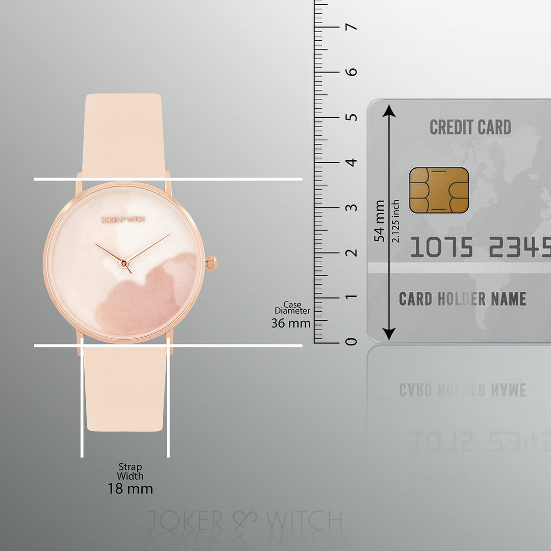 Printed Lively Beige Medium Dial PU Strap Women's Watch