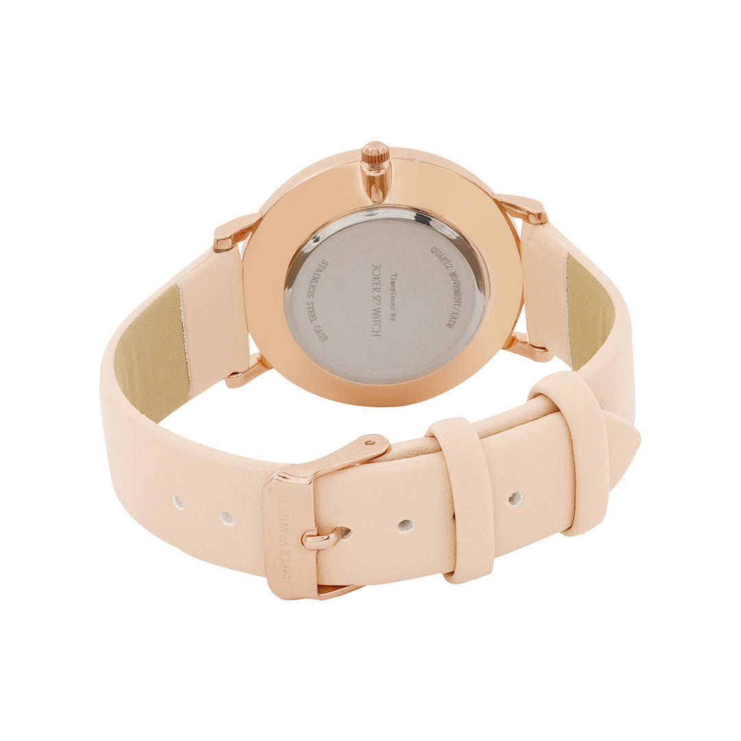 Printed Lively Beige Medium Dial PU Strap Women's Watch
