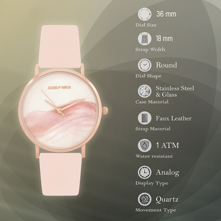 Printed Charm Pink Medium Dial PU Strap Women's Watch