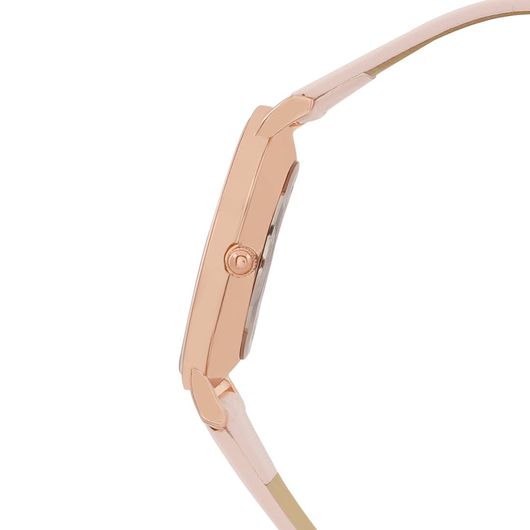 Printed Charm Pink Medium Dial PU Strap Women's Watch