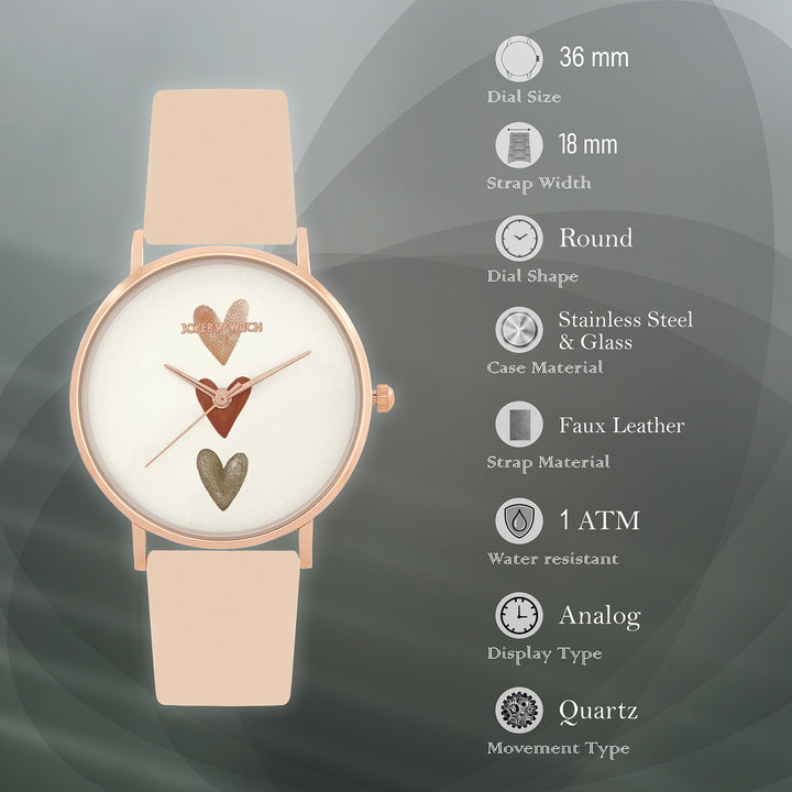 Printed Ethereal Beige Medium Dial PU Strap Women's Watch