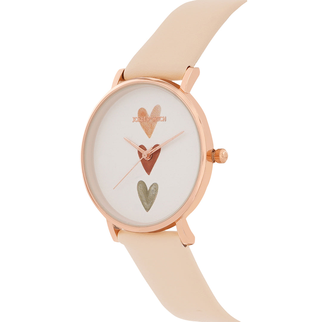Printed Ethereal Beige Medium Dial PU Strap Women's Watch