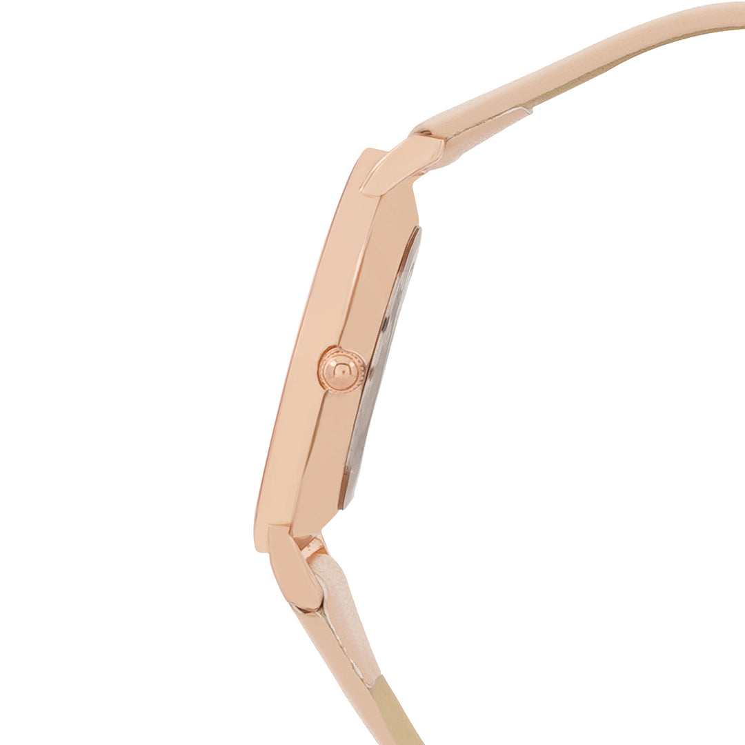 Printed Ethereal Beige Medium Dial PU Strap Women's Watch