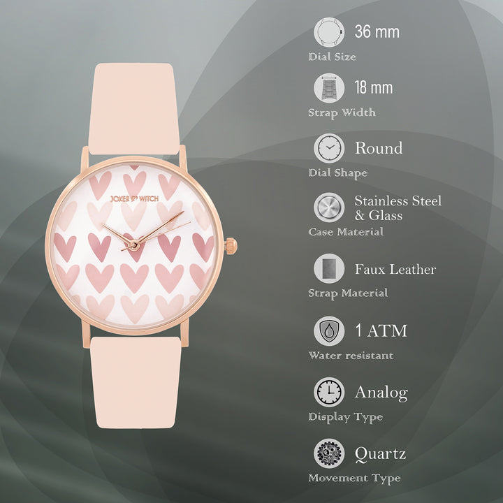 Printed Blissful Pink Medium Dial PU Strap Women's Watch