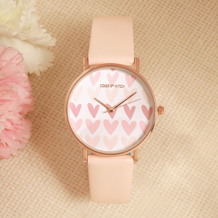Printed Blissful Pink Medium Dial PU Strap Women's Watch