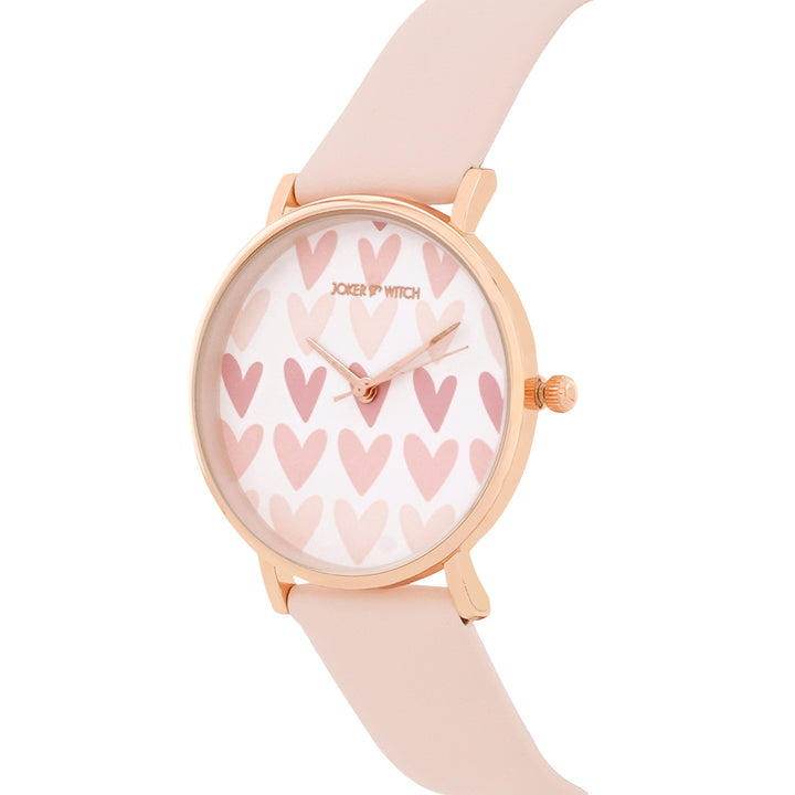 Printed Blissful Pink Medium Dial PU Strap Women's Watch