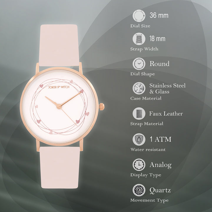 Printed Whisper White Medium Dial Pink PU Strap Women's Watch