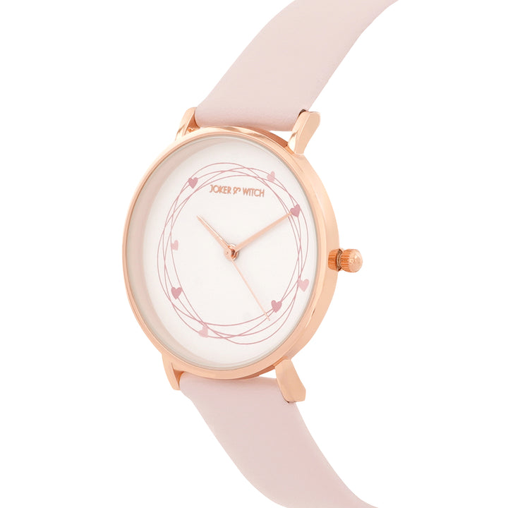 Printed Whisper White Medium Dial Pink PU Strap Women's Watch