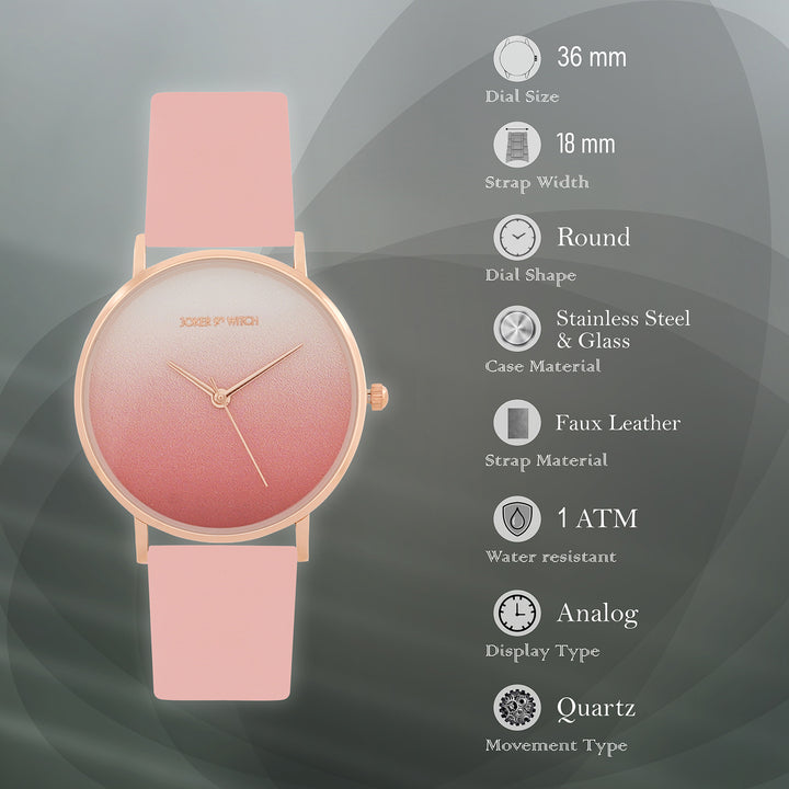 Printed Sunrise Pink Medium Dial PU Strap Women's Watch