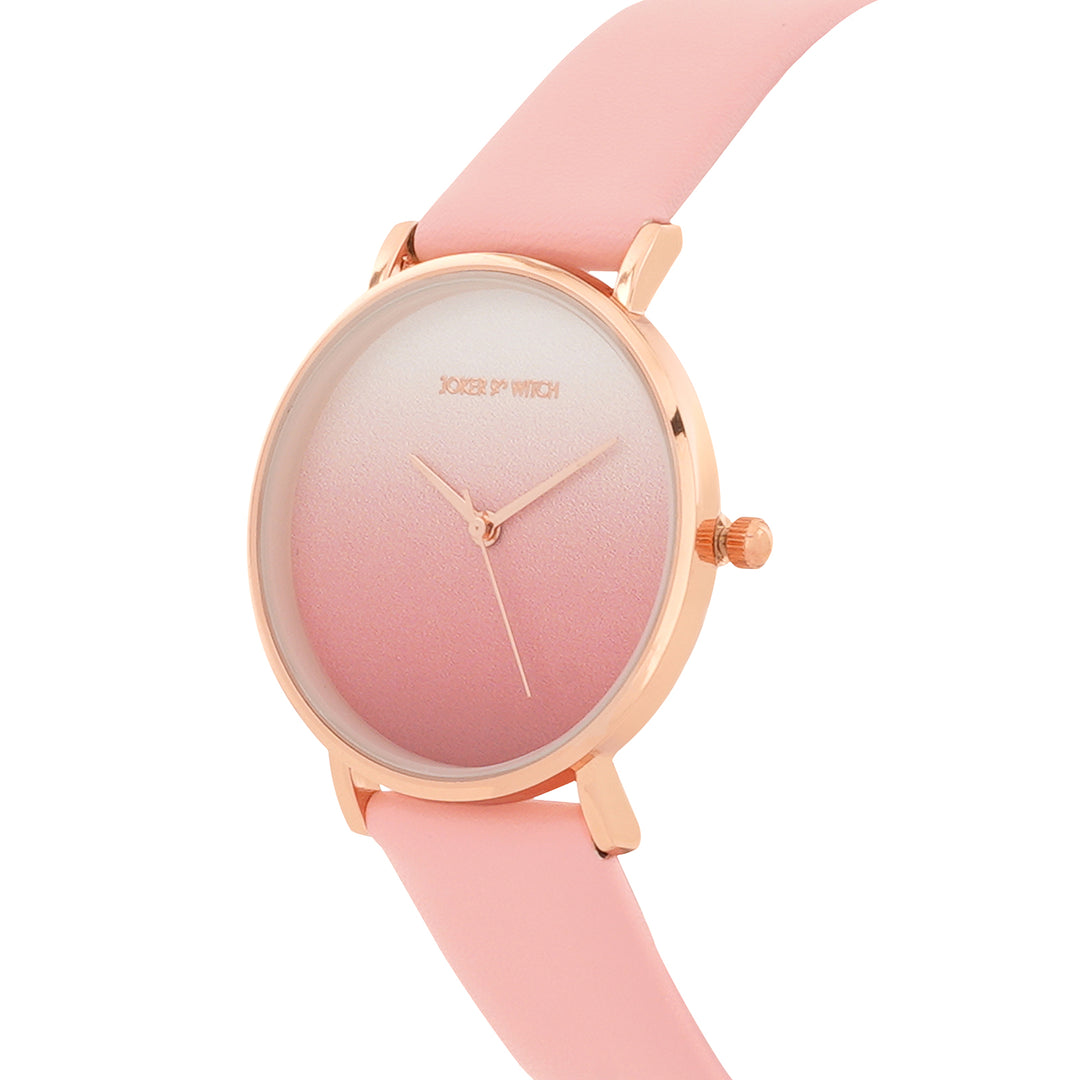 Printed Sunrise Pink Medium Dial PU Strap Women's Watch