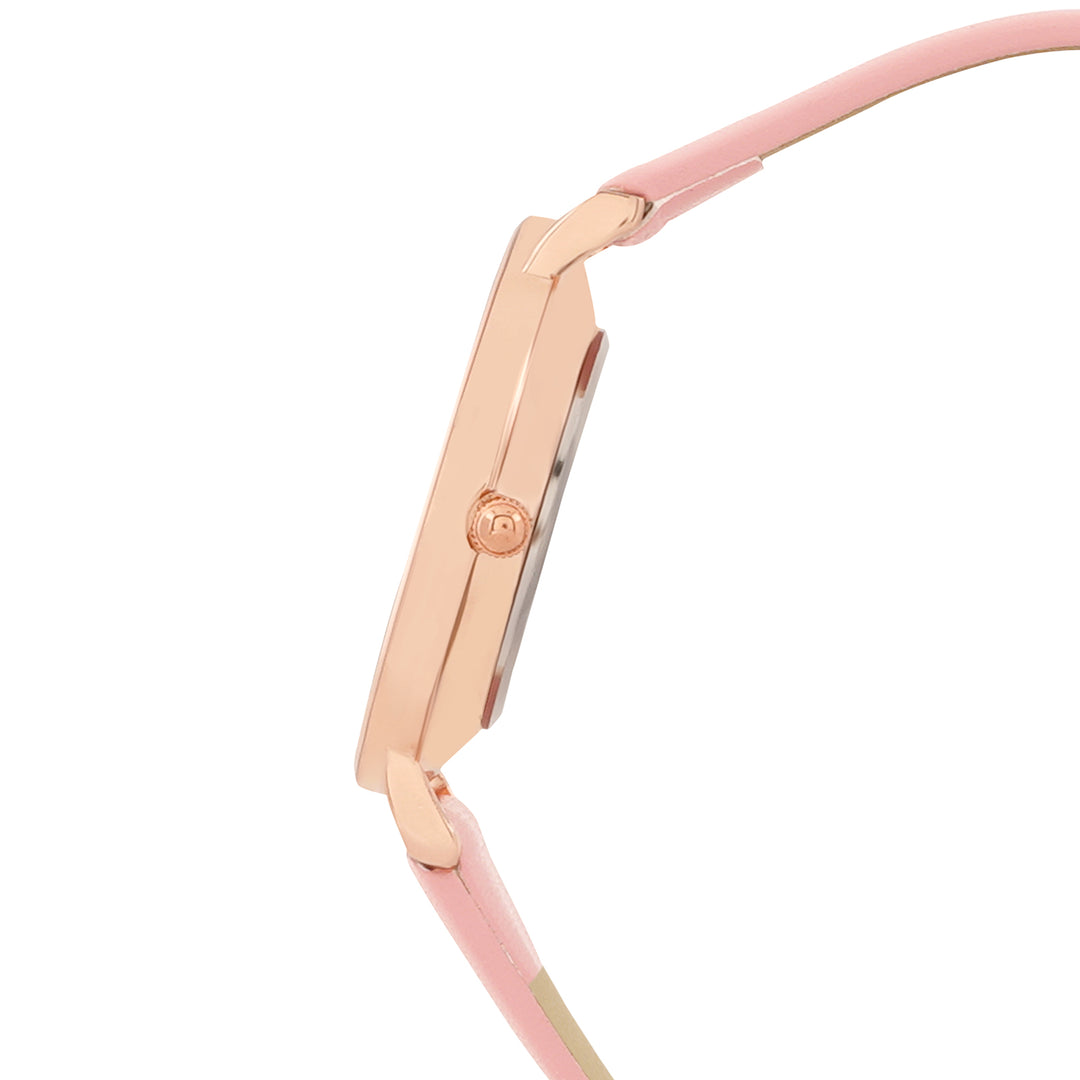 Printed Sunrise Pink Medium Dial PU Strap Women's Watch