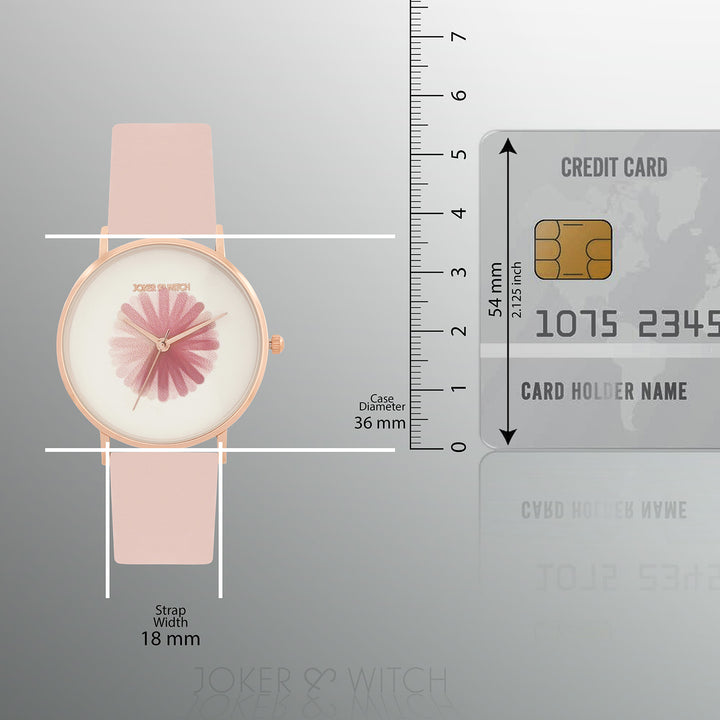 Printed Rosy White Medium Dial Pink PU Strap Women's Watch