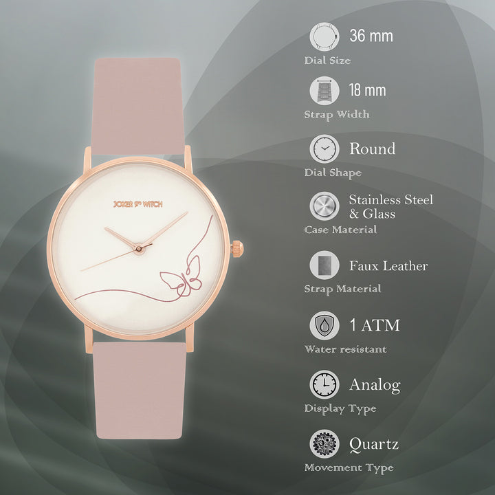 Printed Whimsical White Medium Dial Mauve PU Strap Women's Watch