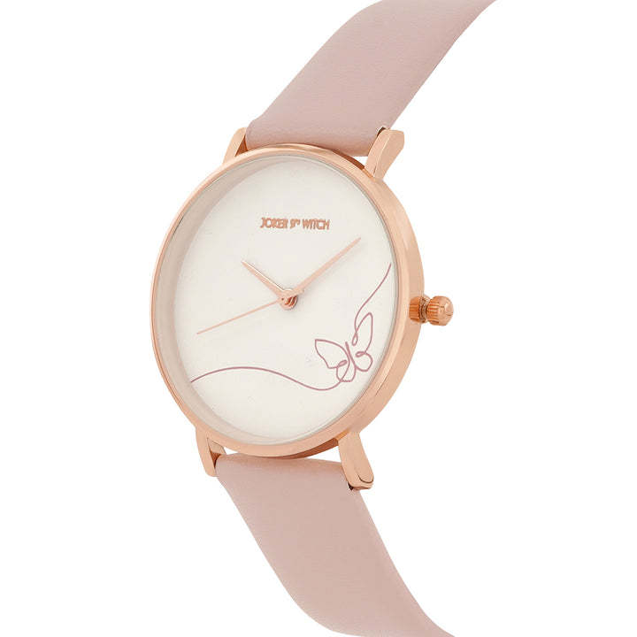 Printed Whimsical White Medium Dial Mauve PU Strap Women's Watch