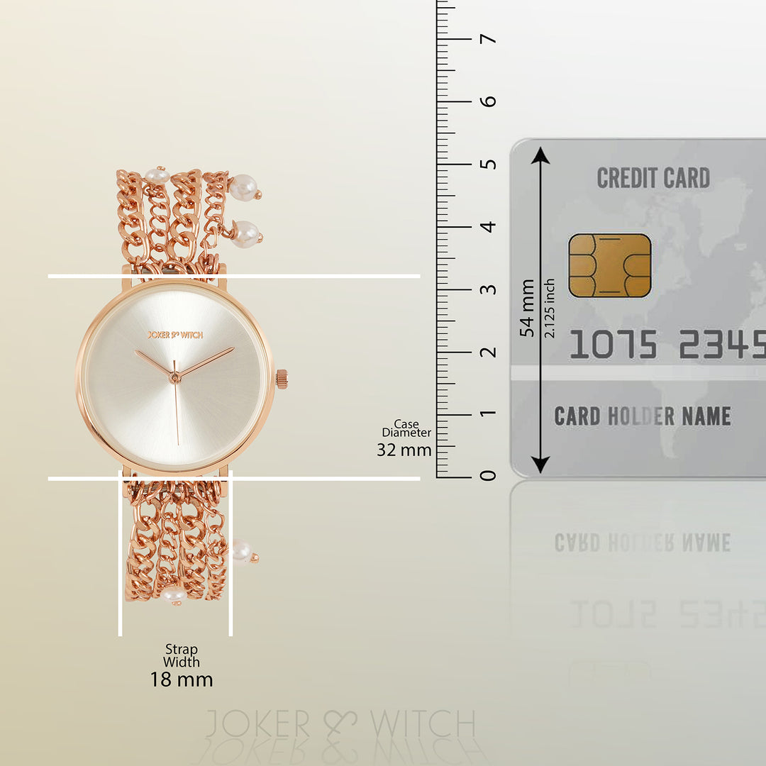 Adaline Silver Medium Dial Rose Gold Pearl Strap Women's Watch