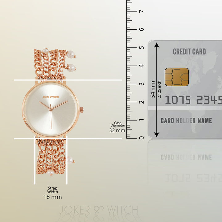 Adaline Silver Medium Dial Rose Gold Pearl Strap Women's Watch