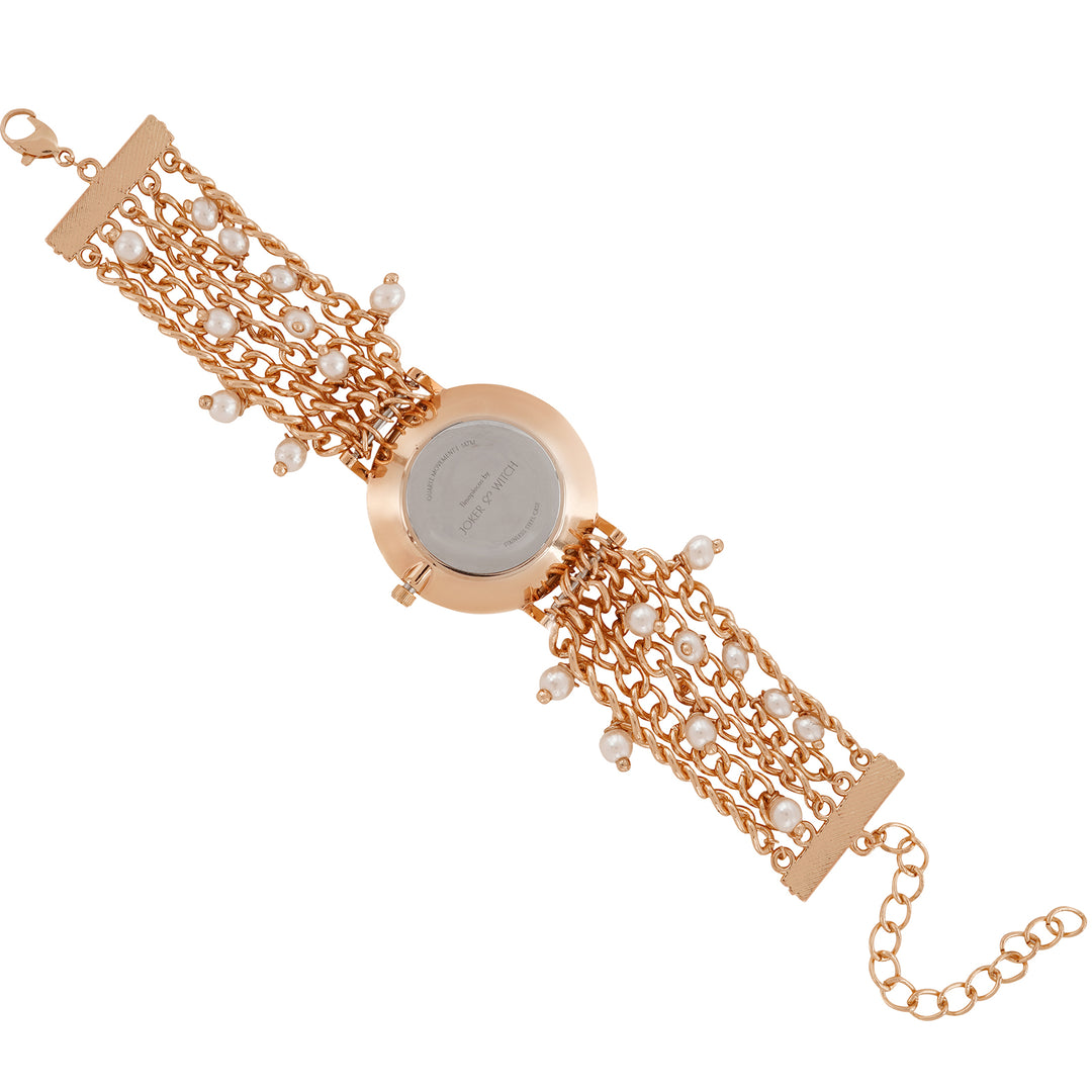 Adaline Silver Medium Dial Rose Gold Pearl Strap Women's Watch